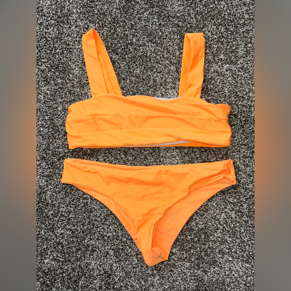 Neon orange two piece swimsuit